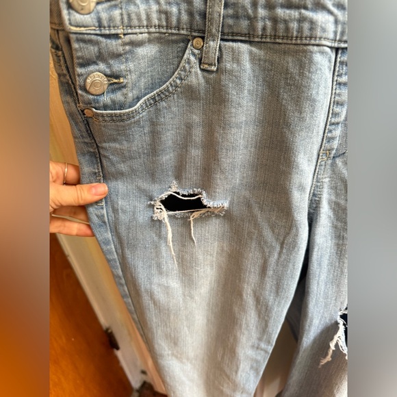 Blue Spice Denim Distressed Overalls - Picture 5 of 13